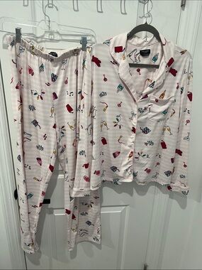 kate spade Light Pink Holiday Print Pajama Lounge Set Size Large